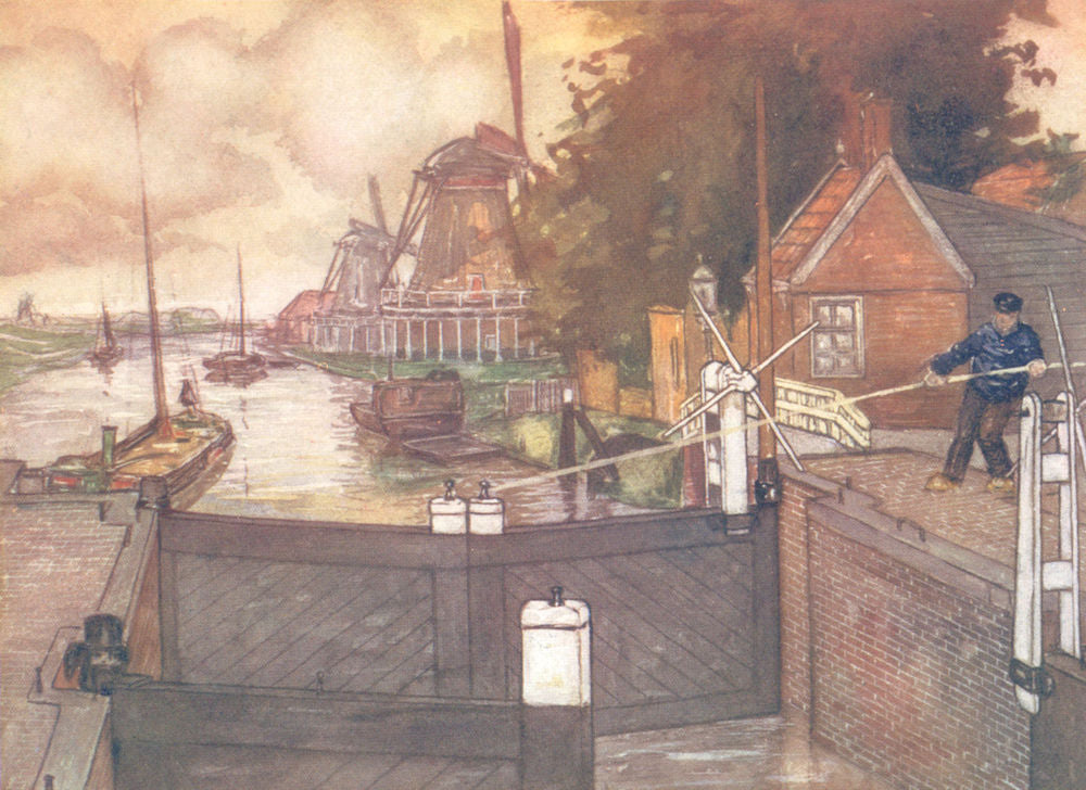 NETHERLANDS. Friesland. Noordervaldeursluis, Zaandam 1904 old antique print